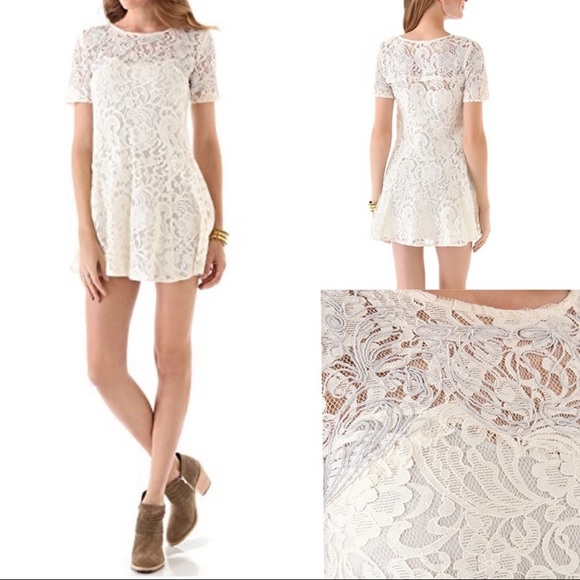 FREE PEOPLE Ivory Comb Beautiful Dreamer Dress L - Picture 2 of 15